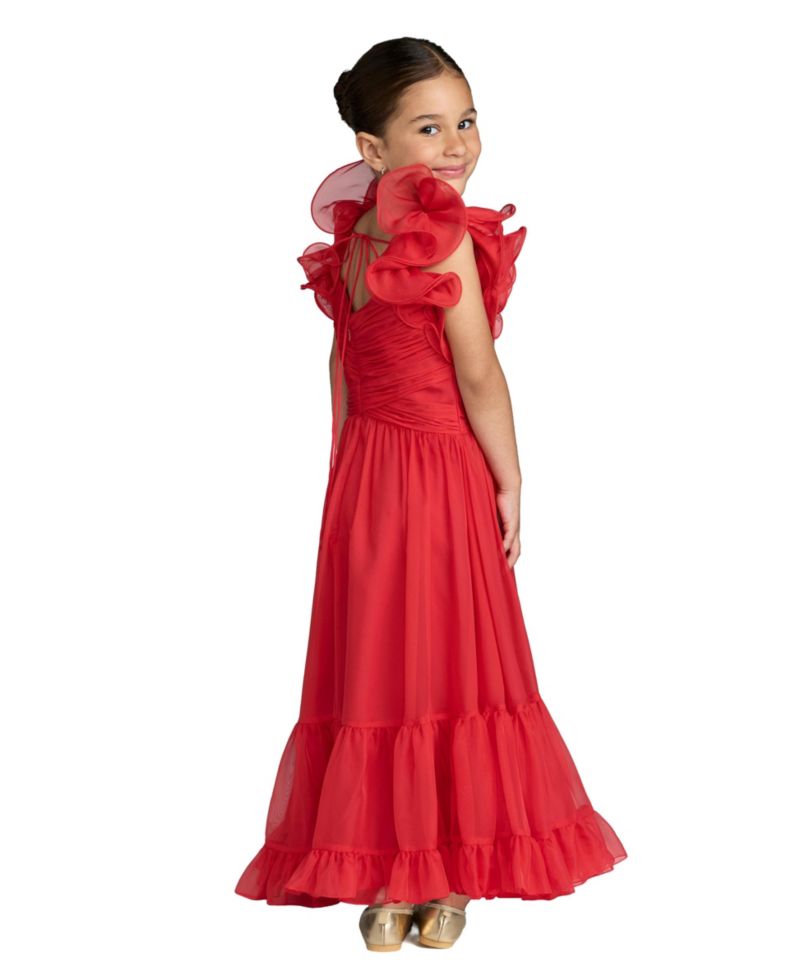 Big Girls 2-14 Children's Ruffle Shoulder Chiffon Gown