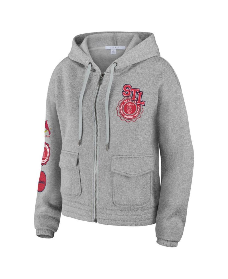 Women's Gray St. Louis Cardinals Full-Zip Hoodie