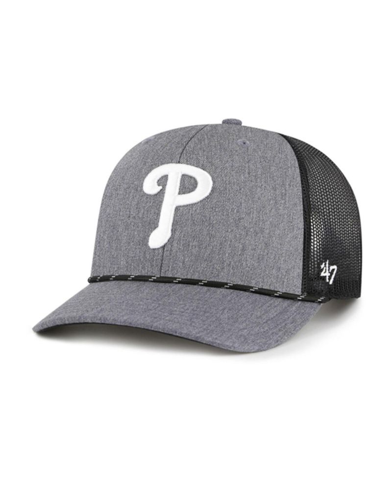 Men's Charcoal Philadelphia Phillies Carbon Rope Trucker Adjustable Hat