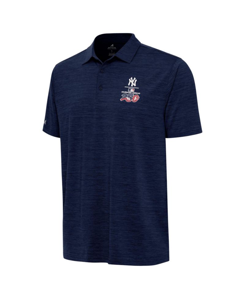 Men's Heather Navy New York Yankees Celebrating America's 250th Layout Polo Shirt