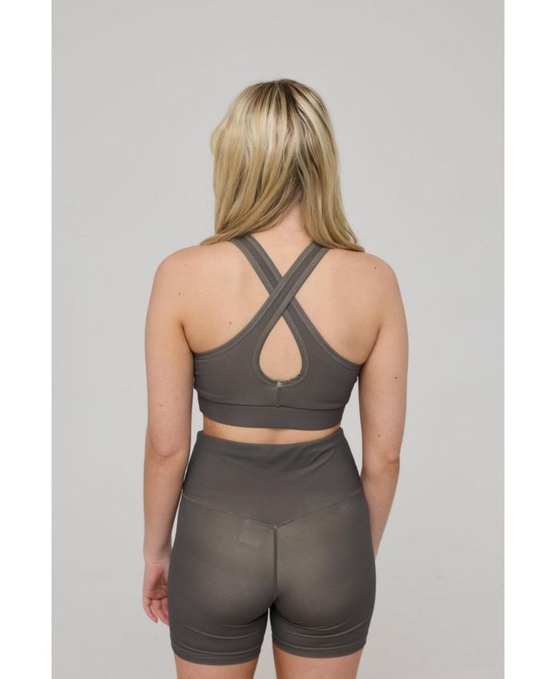 Women's High Support Elite Crossback Sports Bra - Khaki