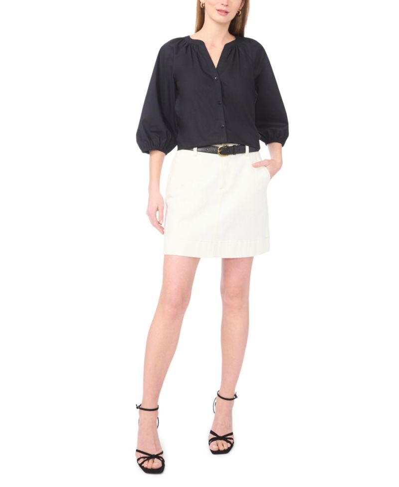 Women's Raglan-Sleeve Button-Down Blouse
