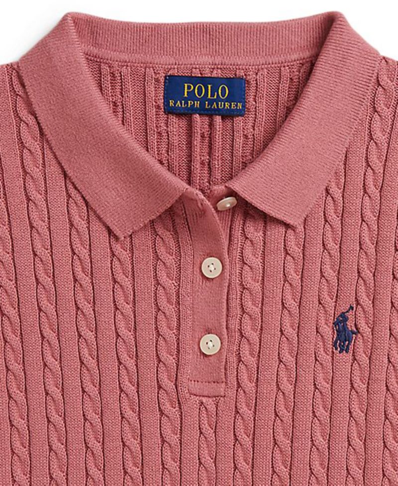 Girls' 7-16 Short-Sleeve Polo Sweater