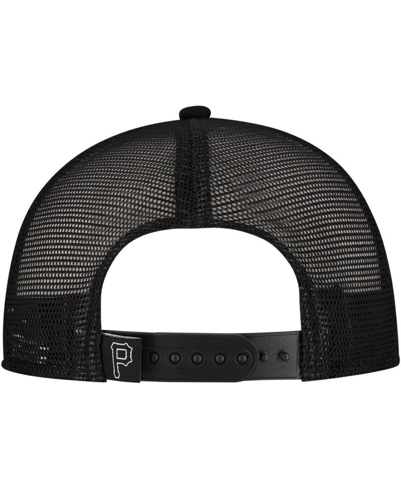 Men's Black Pittsburgh Pirates Retro Bold A-Frame Trucker 9FORTY Adjustable Hat