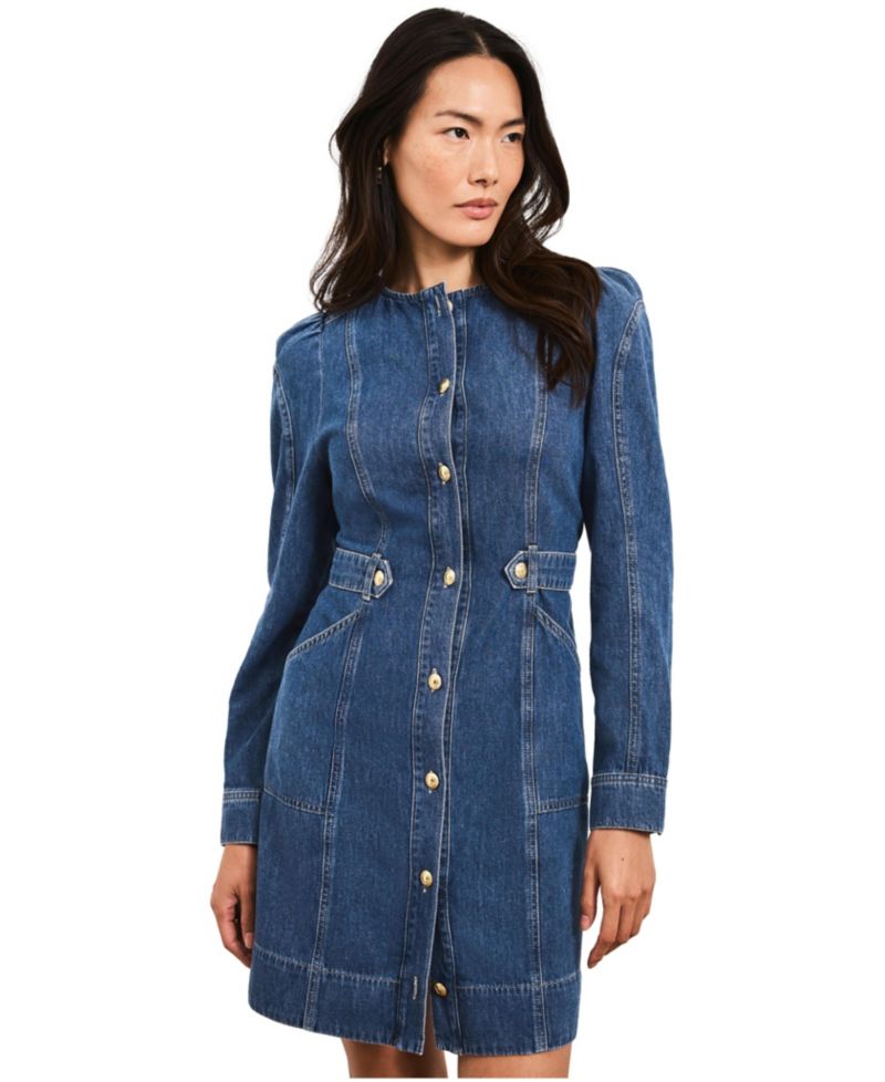 Women's Puff-Sleeve Denim Mini Dress