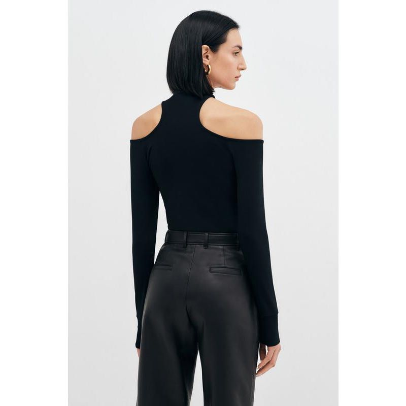 Women's Teagan Sleek Mock-Neck Jersey Top with Shoulder Cutouts