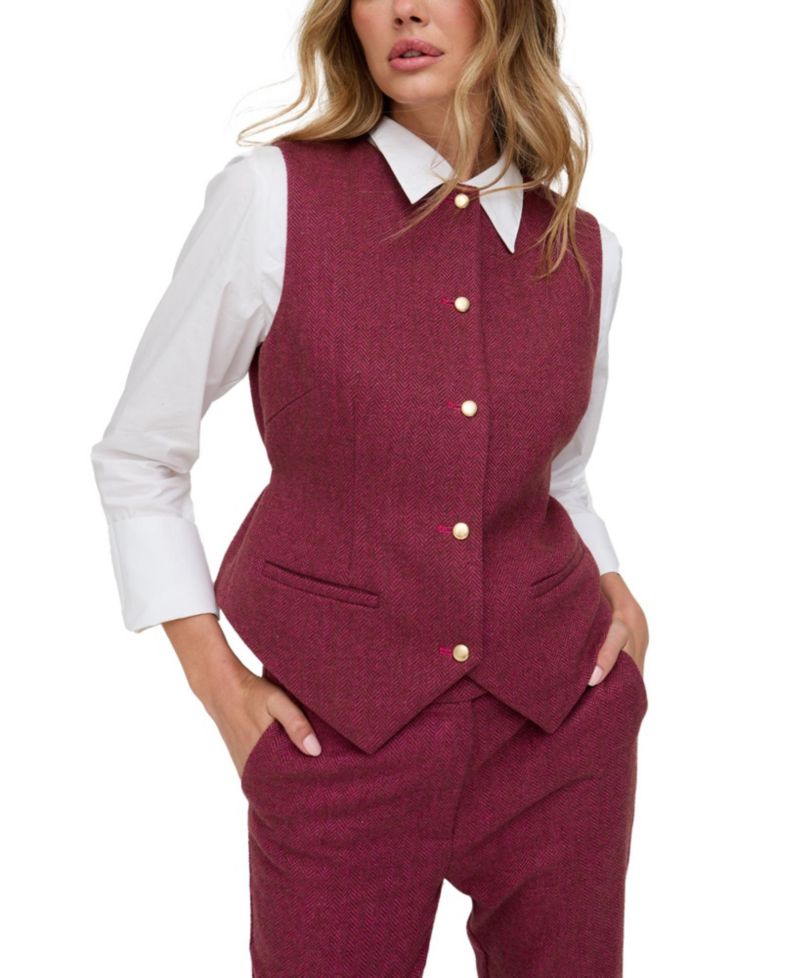 Women's Pandora Tailored Herringbone Print Waistcoat