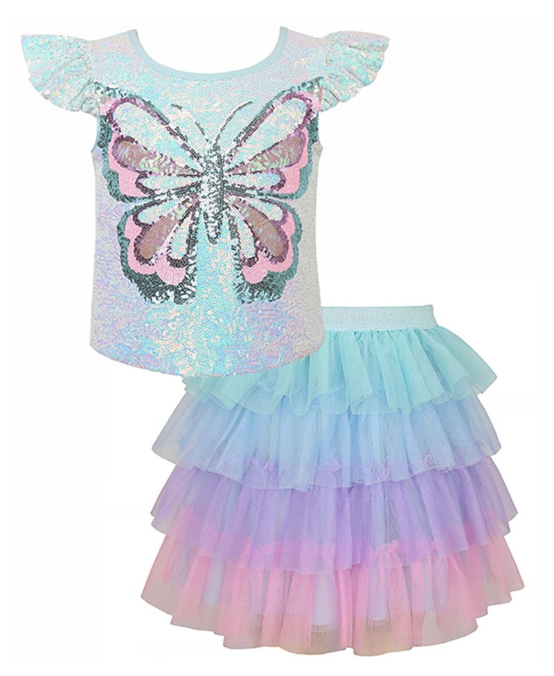 Girls' 2-6X Sequin Butterfly Top and Tutu Skirt, 2-Piece Set