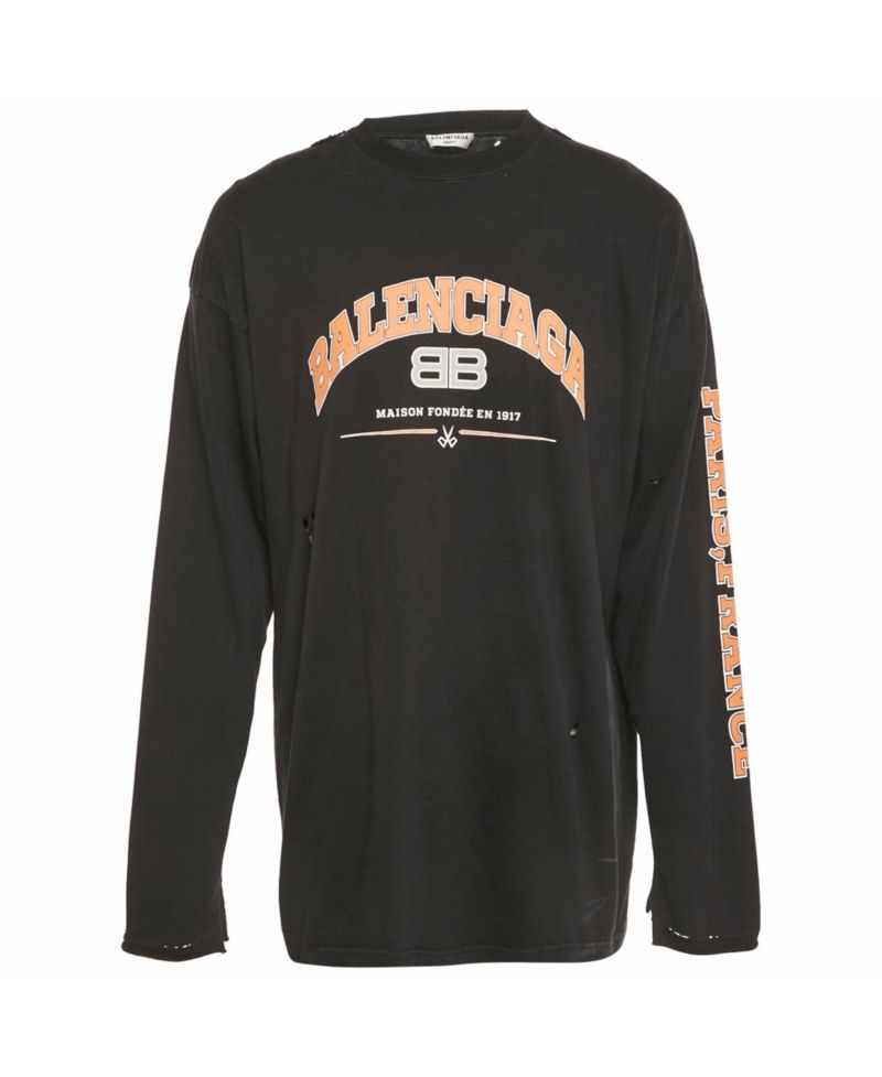 Men's Logo Print Distressed Cotton Oversized T-Shirt
