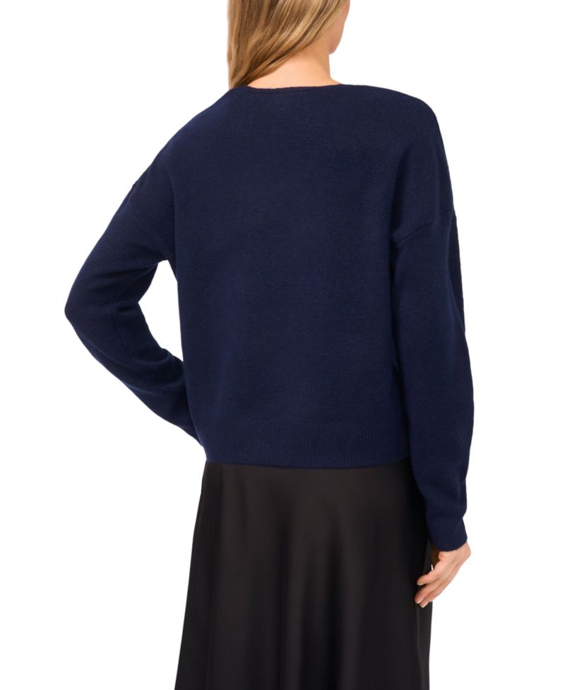 Women's Bow Detail V-Neck Sweater