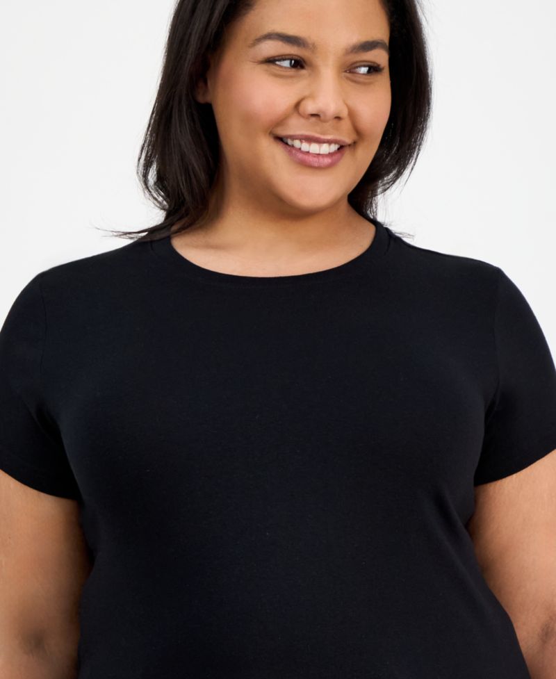 Plus Size Basic Crewneck Short-Sleeve T-Shirt