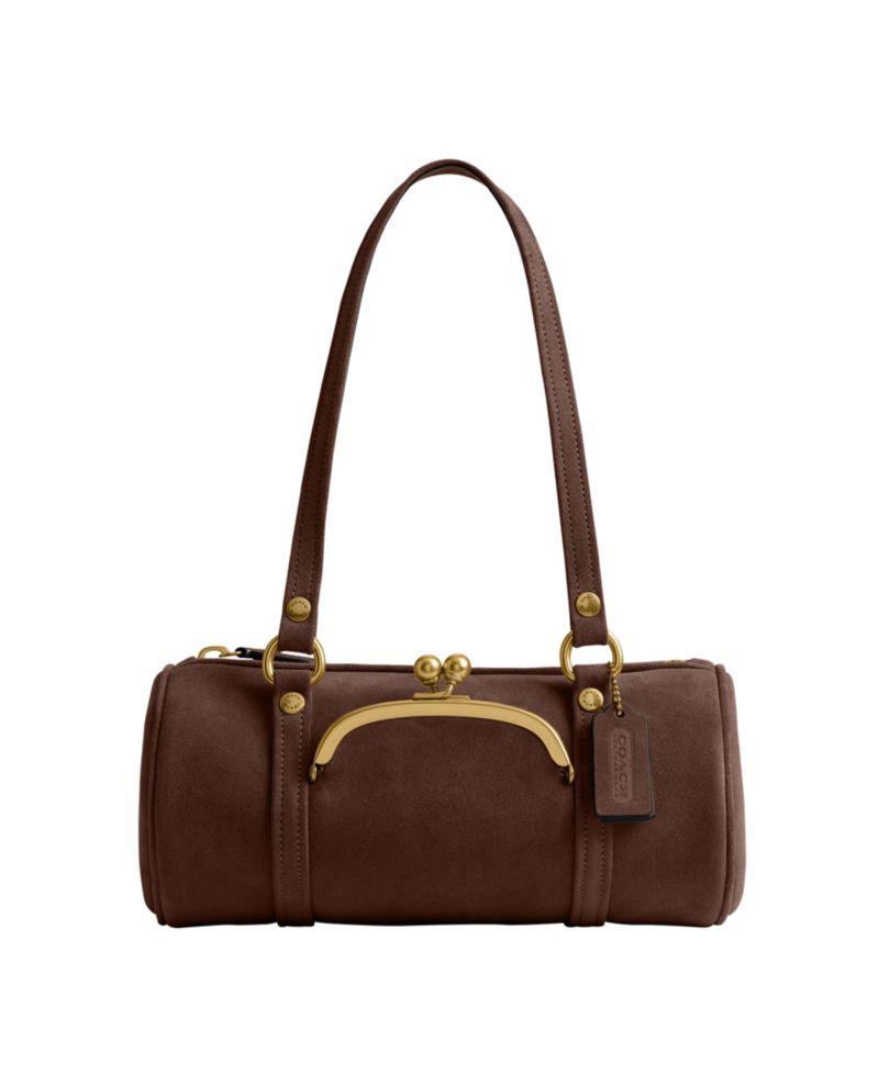 Originals Kisslock Small Suede Barrel Bag 28