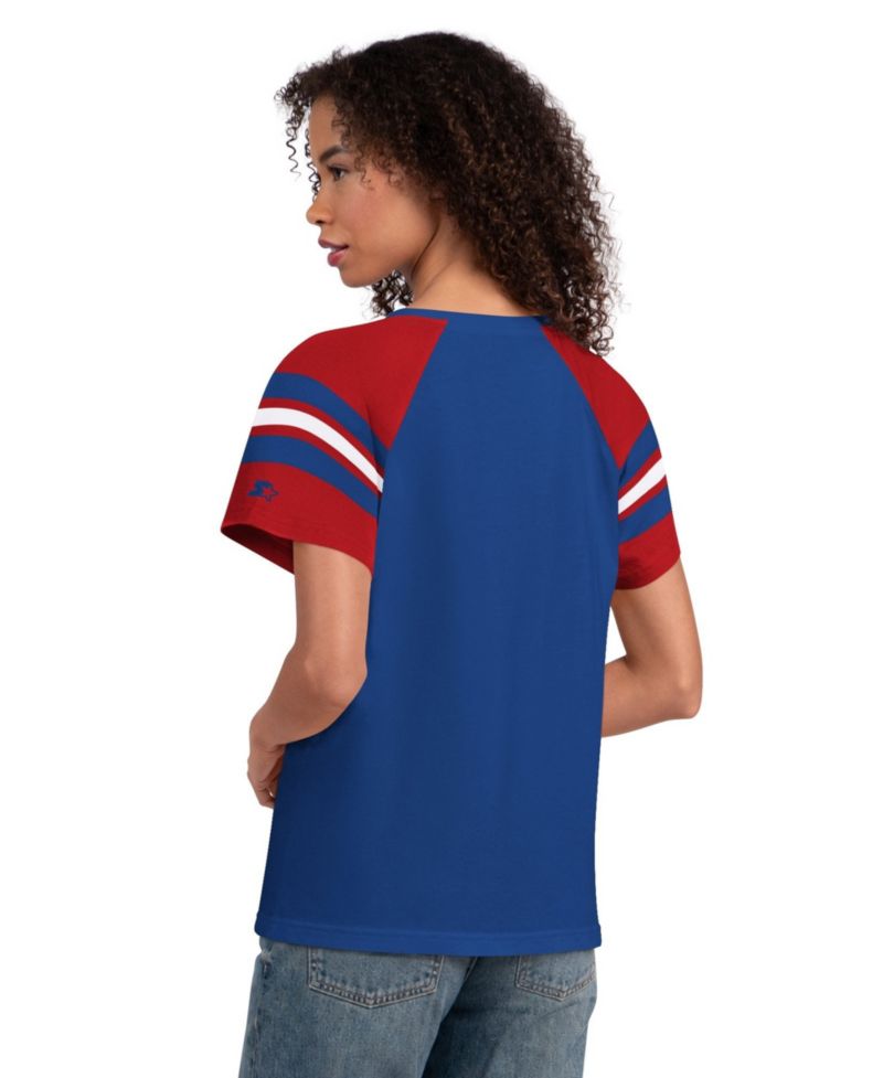 Women's Royal Buffalo Bills Game On Notch Neck Raglan T-Shirt