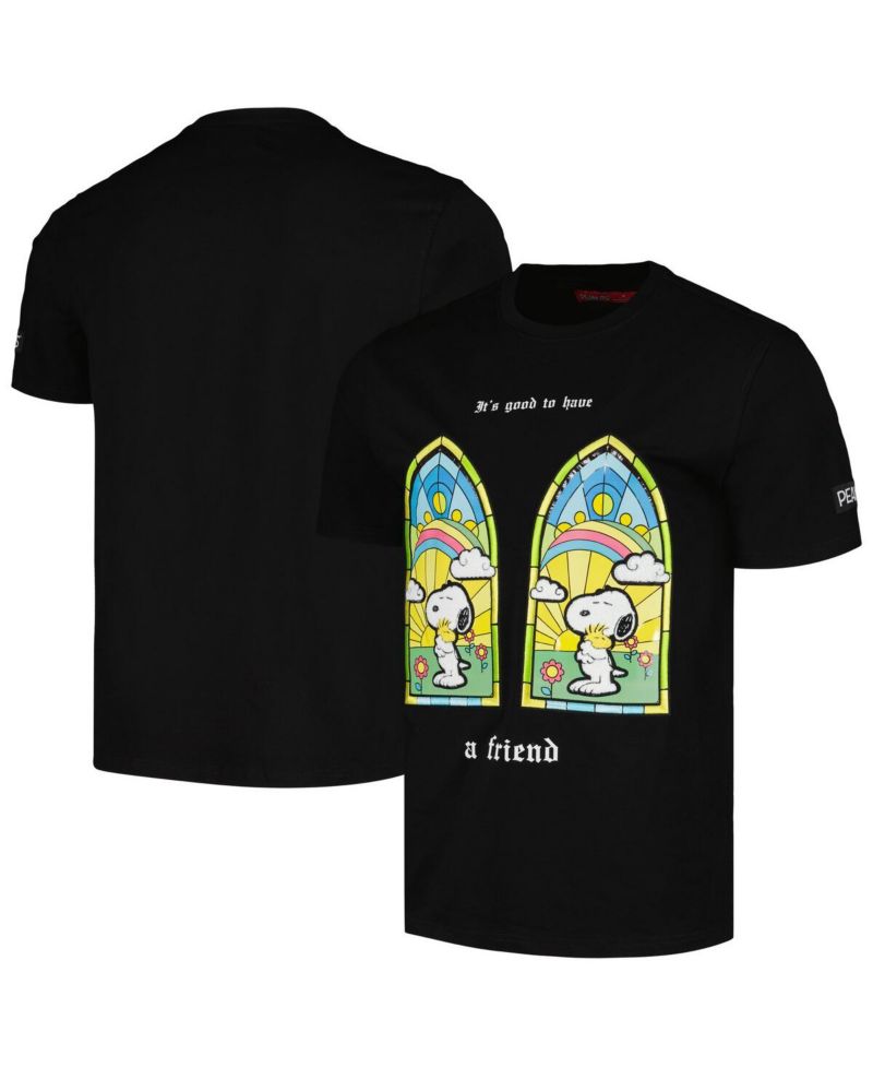 Men's and Women's Black Peanuts Snoopy a Friend T-Shirt