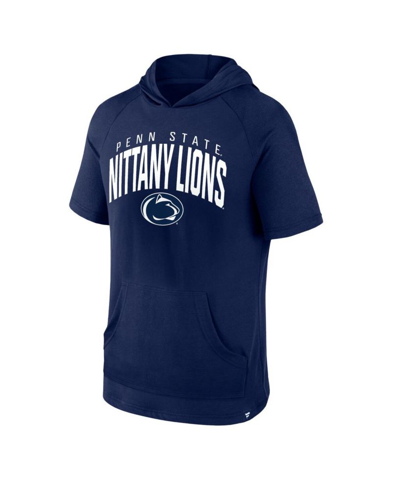 Men's Navy Penn State Nittany Lions Double Arch Raglan Short Sleeve Hoodie T-Shirt