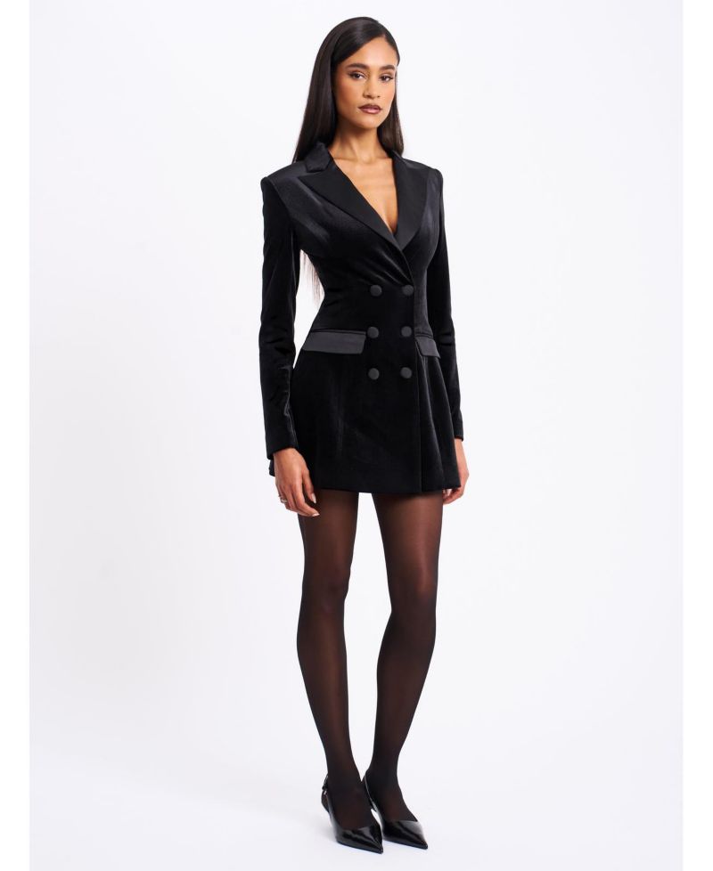 Women's Calista Black Velvet Blazer Mini Dress