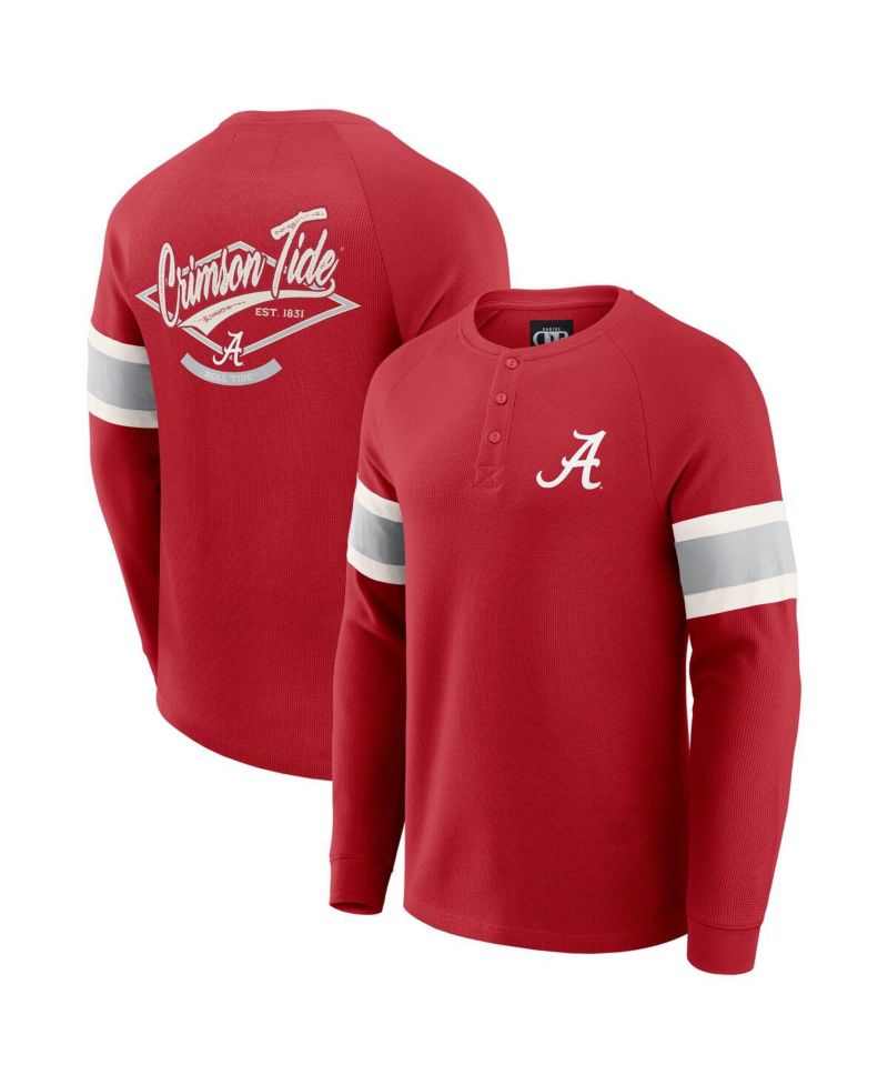 Darius Rucker Collection by Men's Crimson Alabama Crimson Tide Waffle-Knit Raglan Long Sleeve Henley T-Shirt