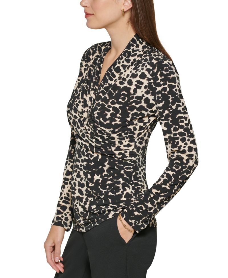 Petite Printed Surplice Top