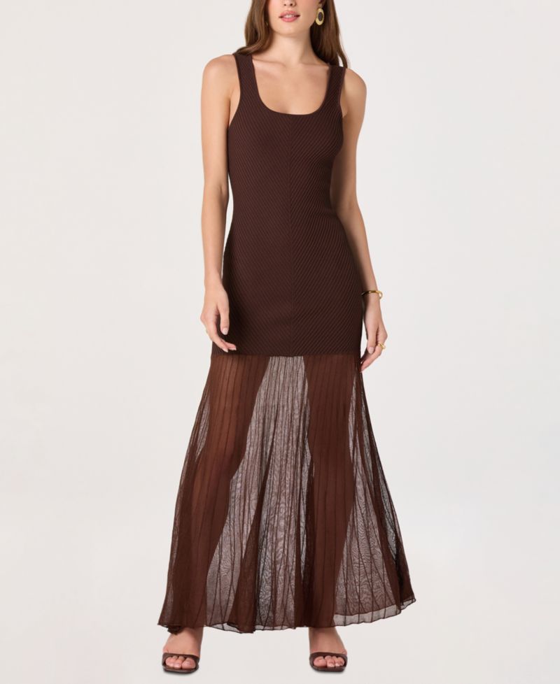 Women's Drop-Waist Scoop Neck Maxi Dress