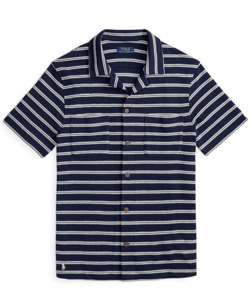 Men's Striped Camp Collar Shirt