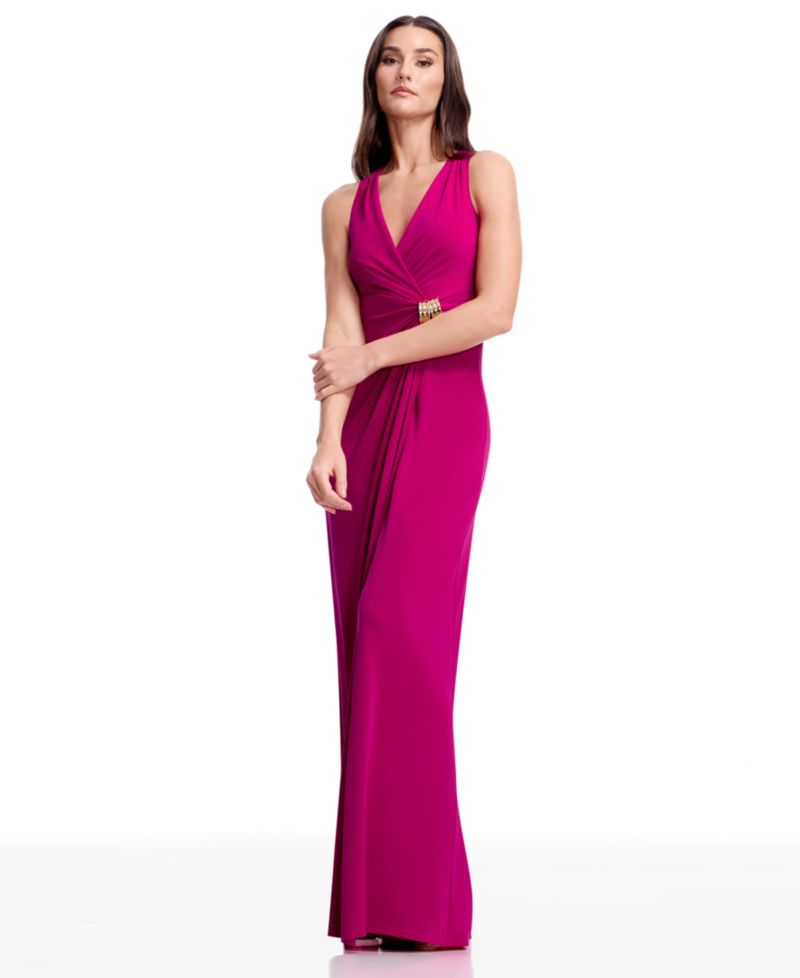Women's Pleated Wrap Long Gown