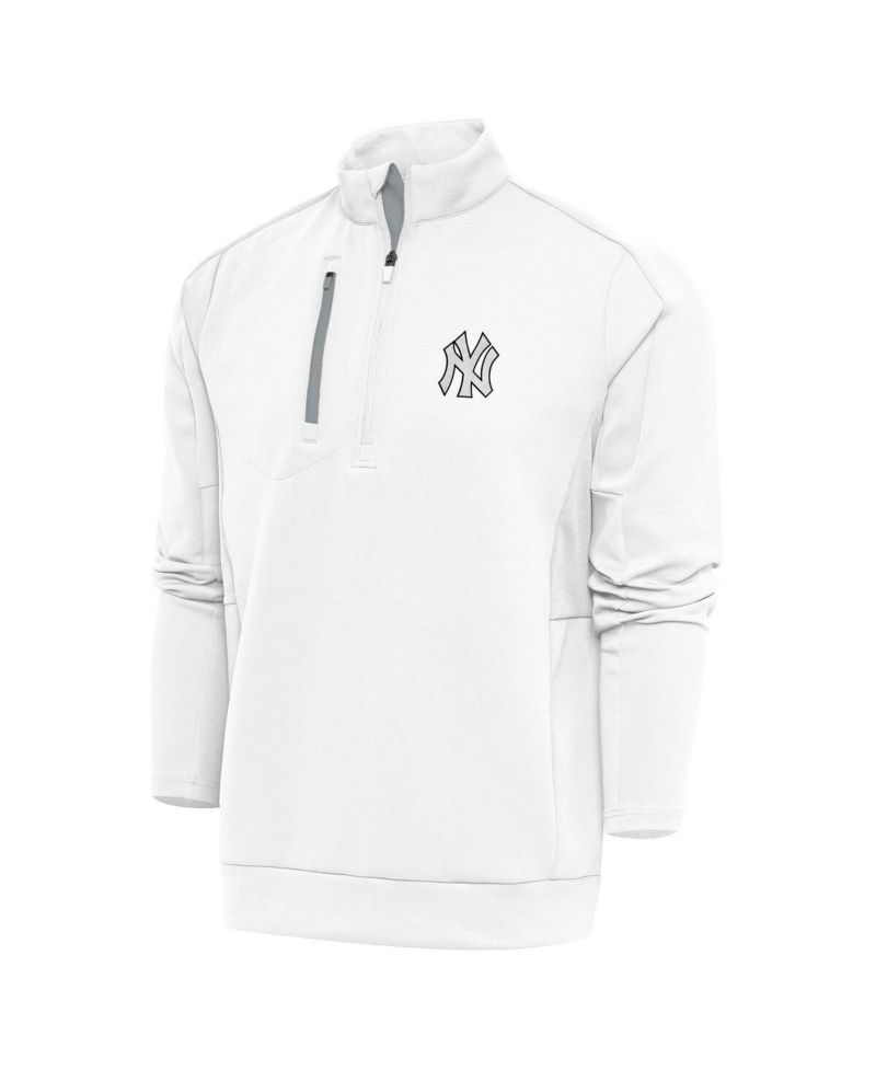 Men's White New York Yankees Metallic Generation Quarter-Zip Pullover