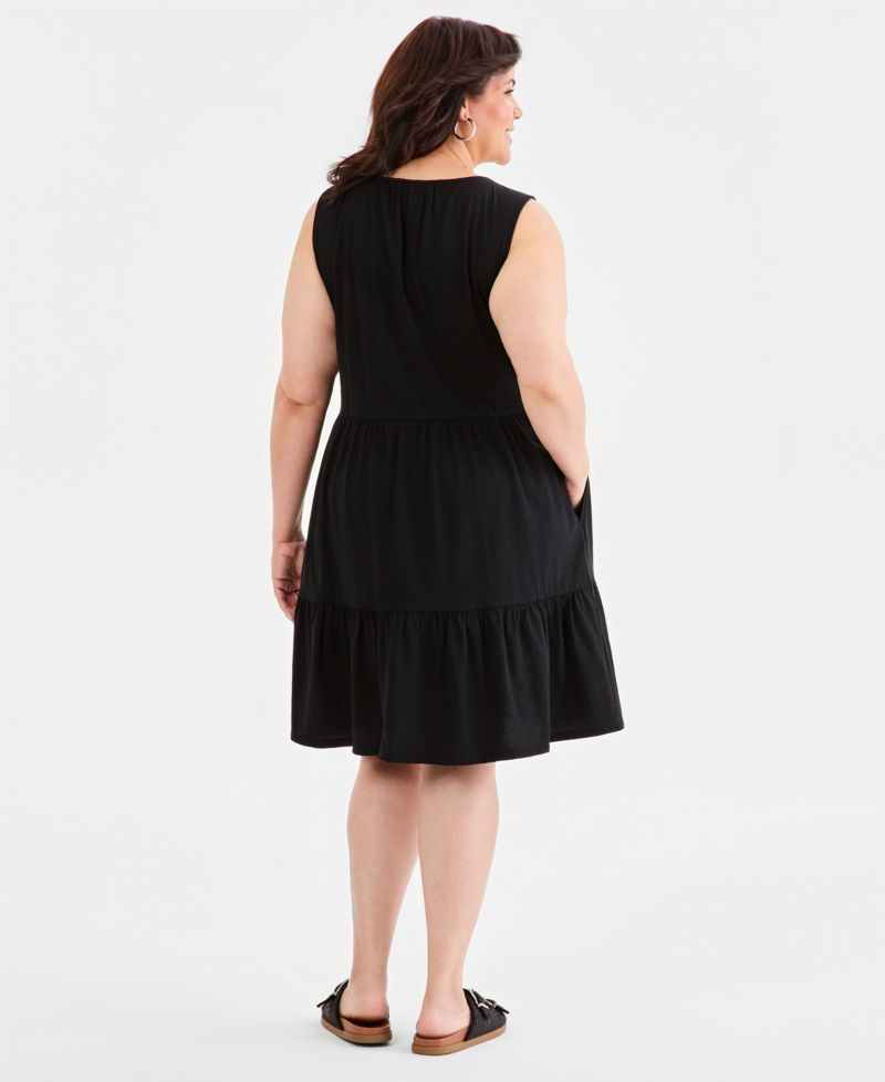 Petite Round-Neck Tiered Tank Dress