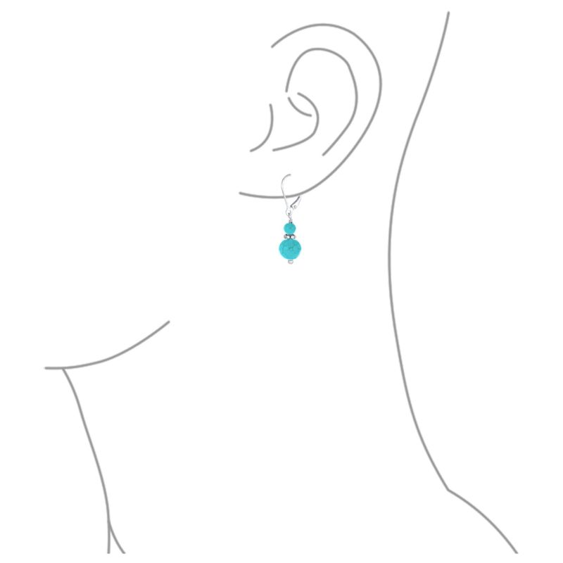 Bali Style Green Aventurine Double Bead Dangle Earrings Sterling Silver