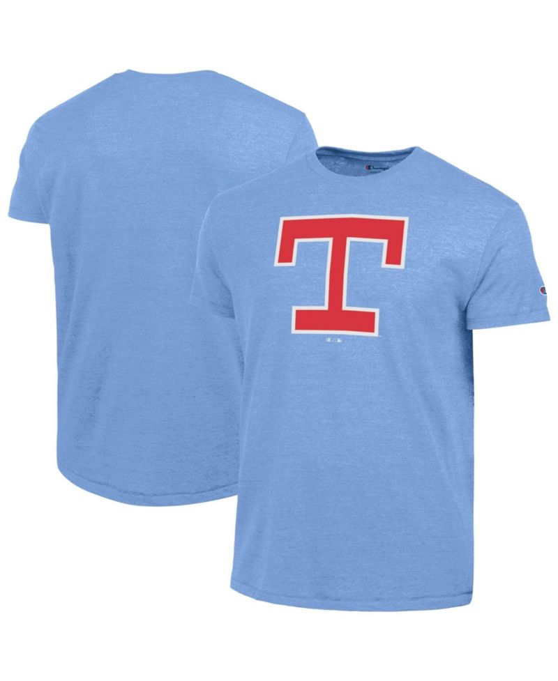 Men's Light Blue Texas Rangers Cooperstown Logo Tri-Blend T-Shirt