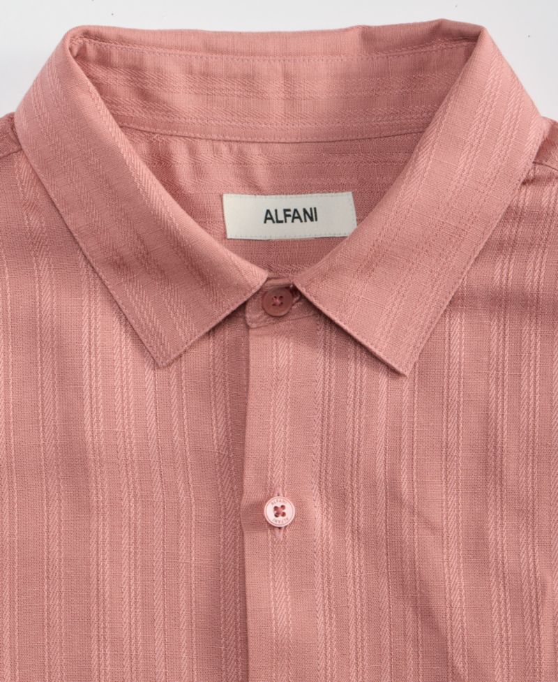 Men's Long-Sleeve Linen-Blend Stripe Dobby Shirt, Macy's Exclusive