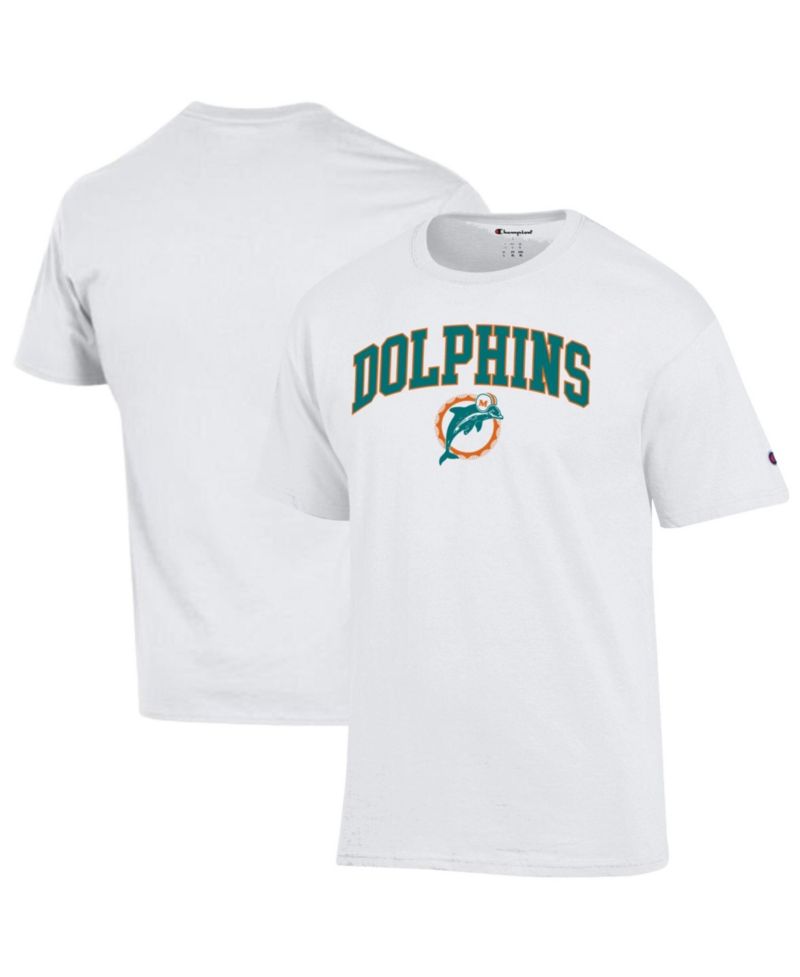 Men's White Miami Dolphins Arch Over Logo T-Shirt