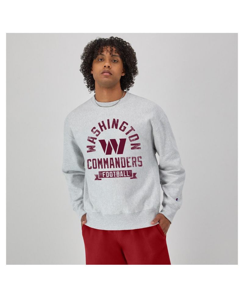 Men's Heather Gray Washington Commanders Reverse Weave Fleece Pullover Sweatshirt