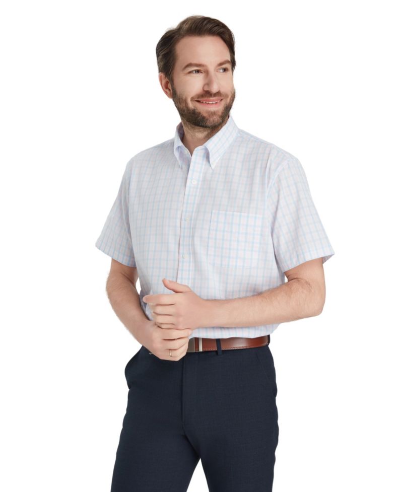 Men's Plaid Short-Sleeve Dress Shirt