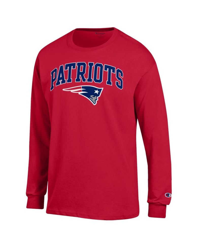 Men's Red New England Patriots Arch Over Logo Long Sleeve T-Shirt