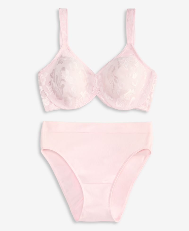Women's Awareness Full Figure Seamless Underwire Bra & B-Smooth High-Cut Brief Underwear