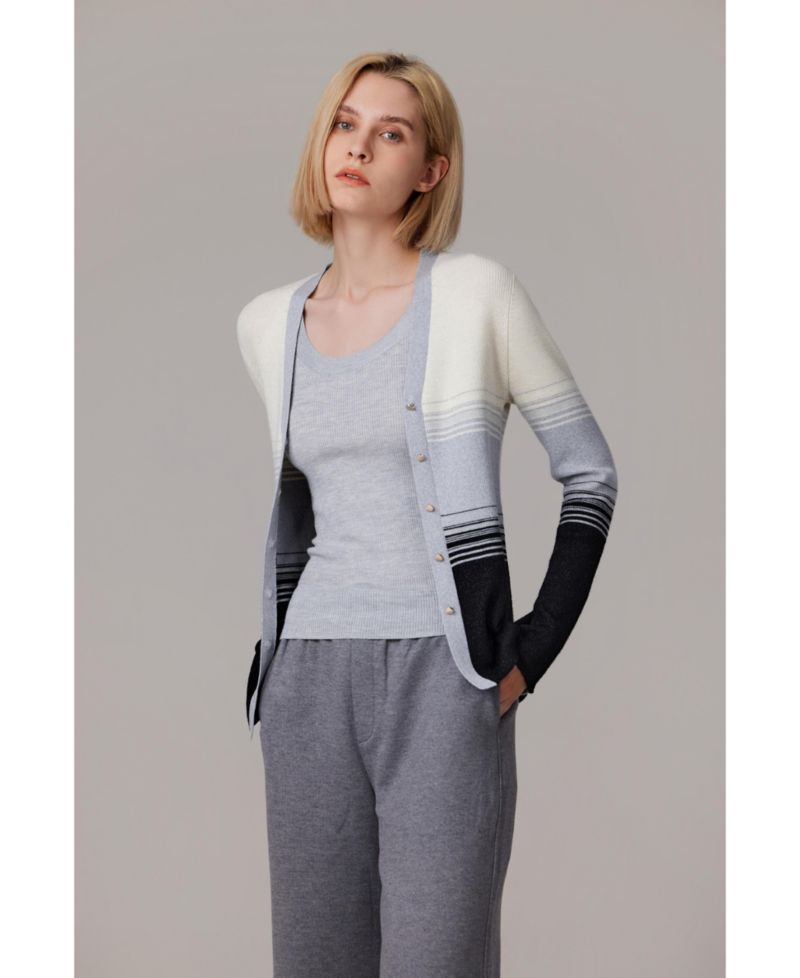 Women's Lurex Wool Cardigan | Metallic Button Up V Neck Sweater | Ultra Soft Ribbed Shimmer Knit | Machine Washable Cardigan Sweaters