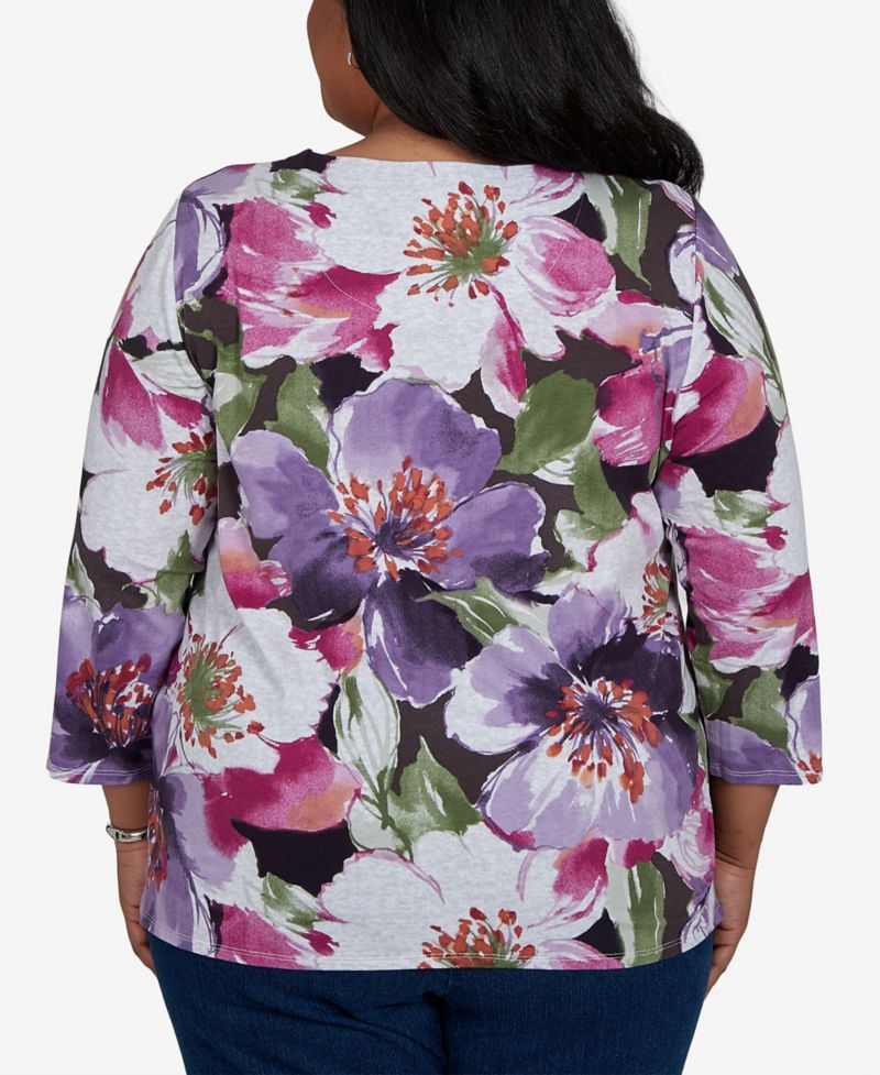 Plus Size Violet Blooms Knit Top