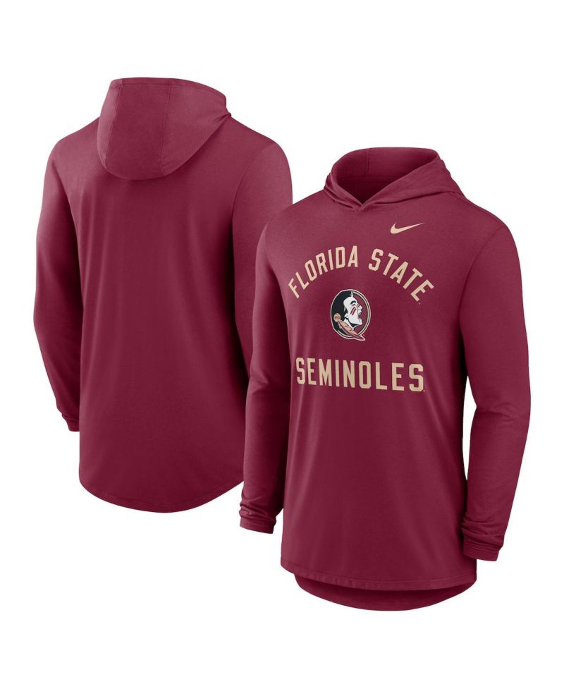 Men's Garnet Florida State Seminoles Classic Arch Tri-Blend Performance Long Sleeve Hoodie T-Shirt