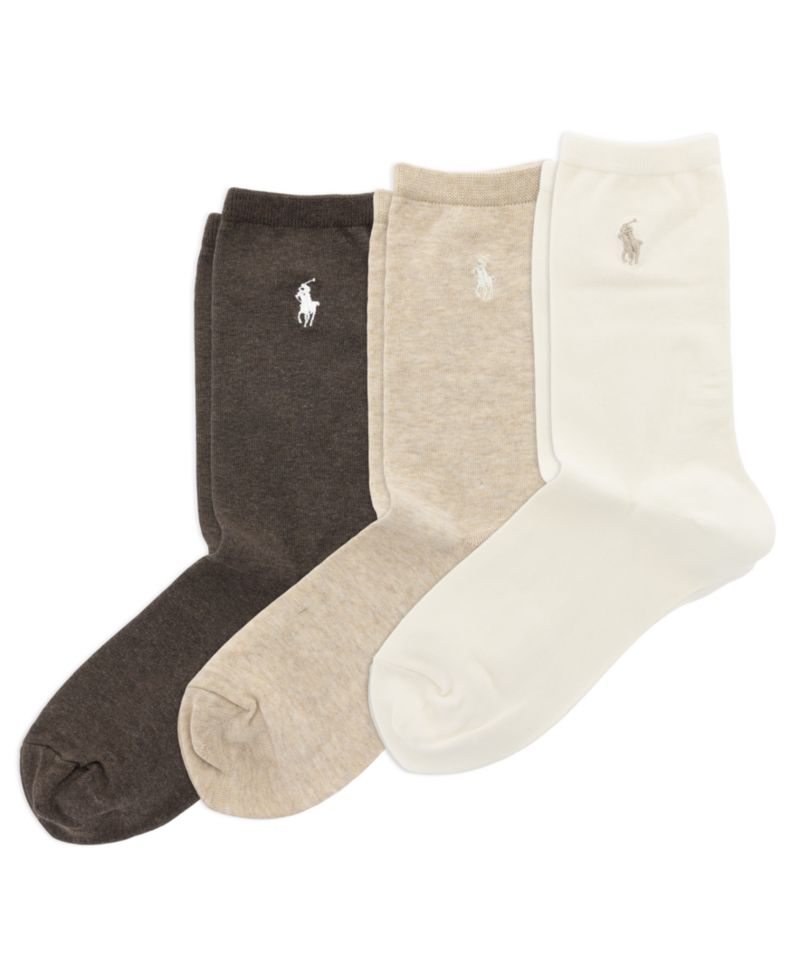 Women's Flat Knit Crew Solid Socks, 3-Pack