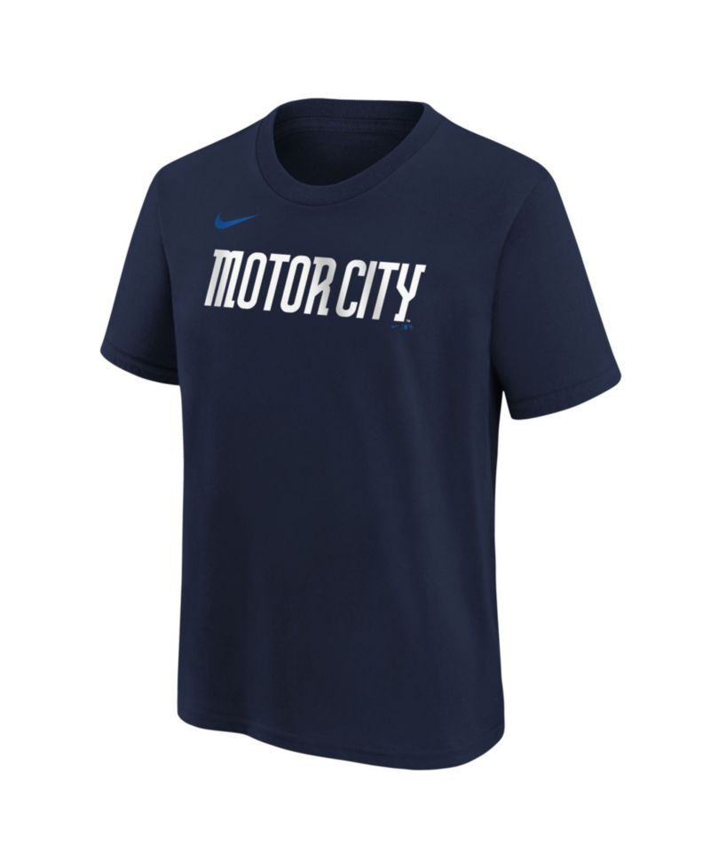Big Boys and Girls Navy Detroit Tigers City Connect Wordmark T-Shirt
