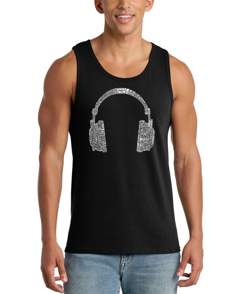 Men's Headphone Word Art Tank Top