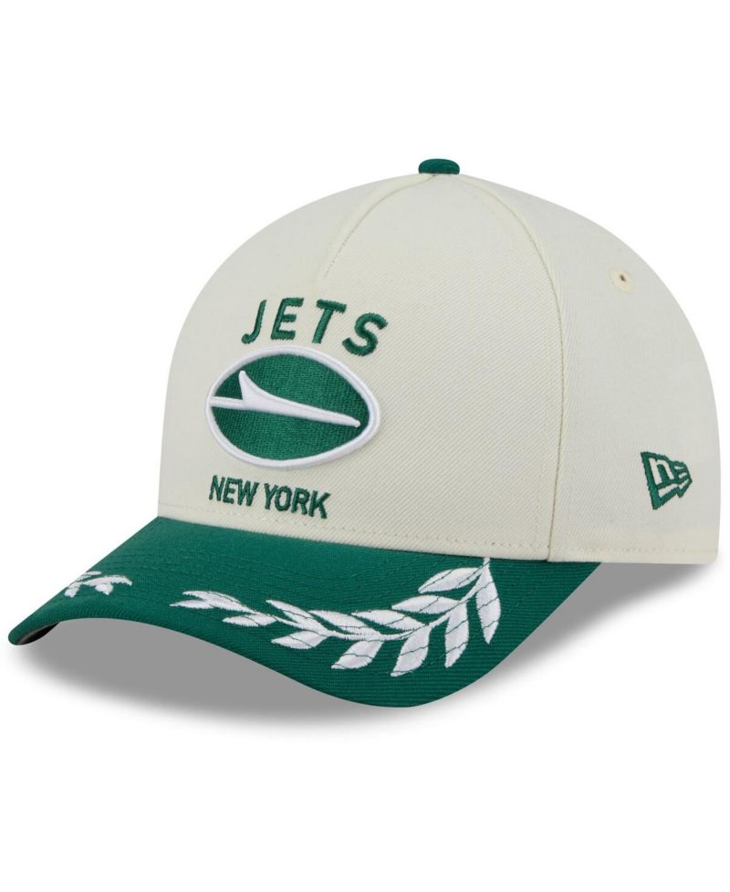 Men's Cream/Green New York Jets 2025 NFL Draft 9FORTY A-Frame M-Crown Adjustable Hat