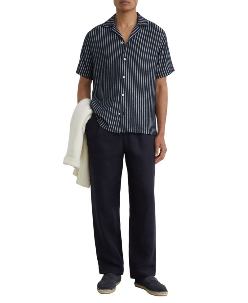Men's Griff Textured Stripe Cuban Shirt