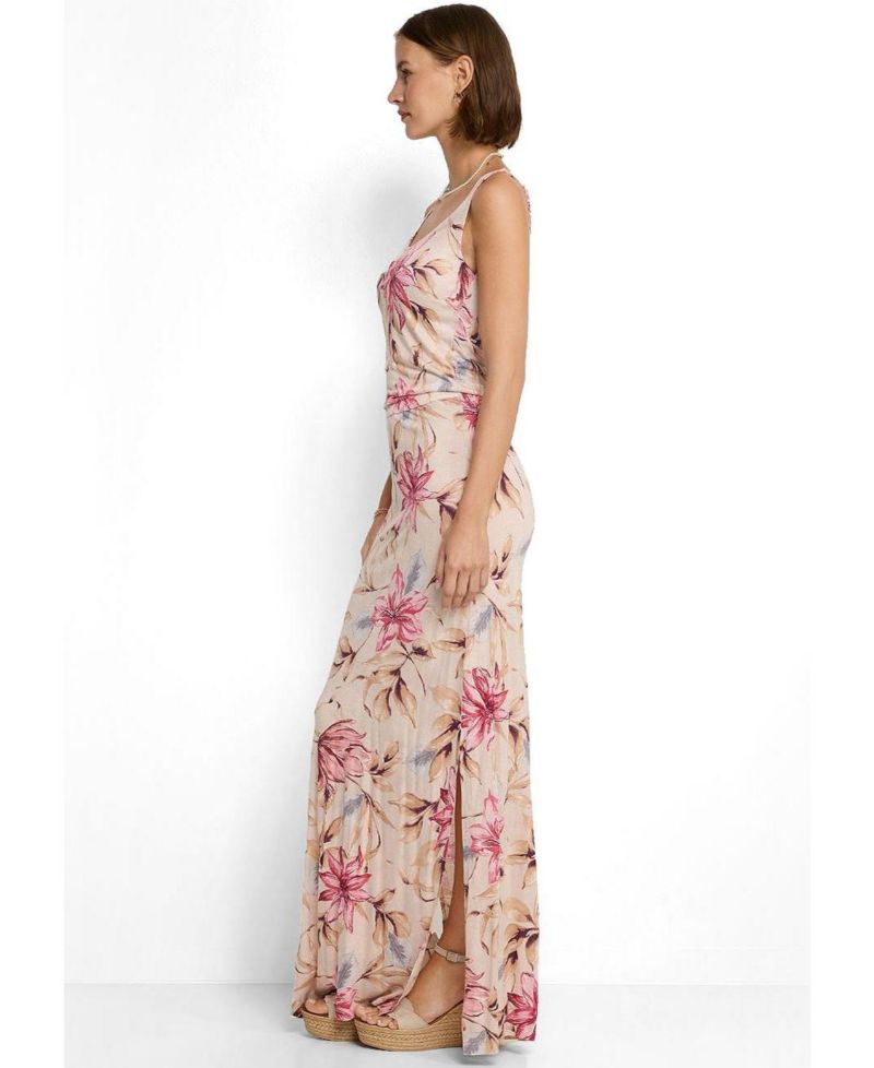 Women's Floral-Print Column Scoop Neck Maxi Dress