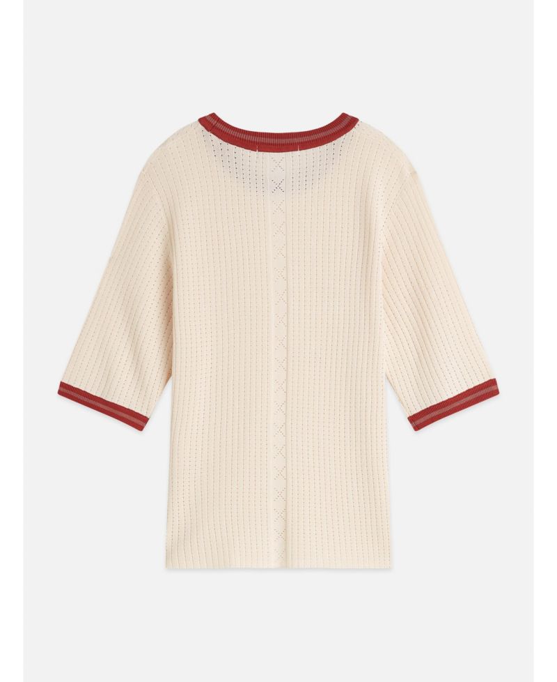 Women's Tops and Tees Pointelle Knitted Relaxed-Fit Tee