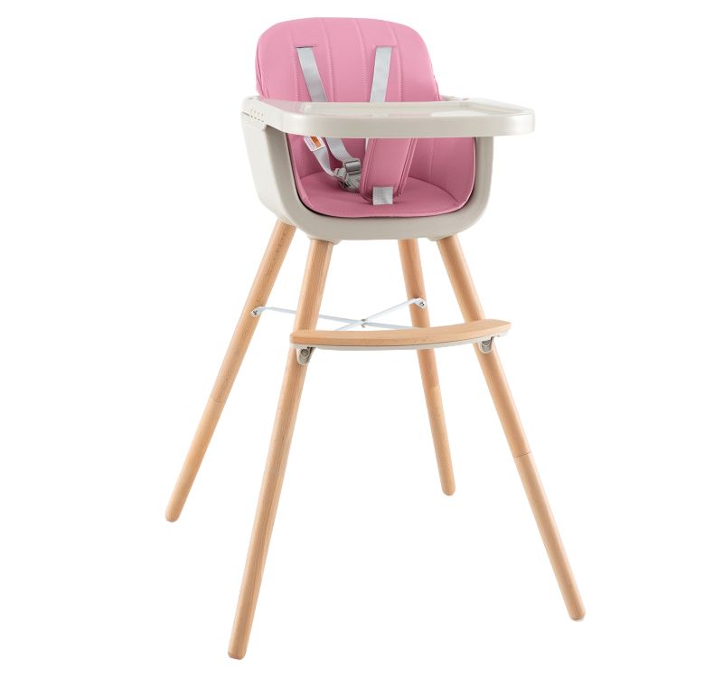 3 in 1 Convertible Wooden High Chair with Soft Cushion for Babies