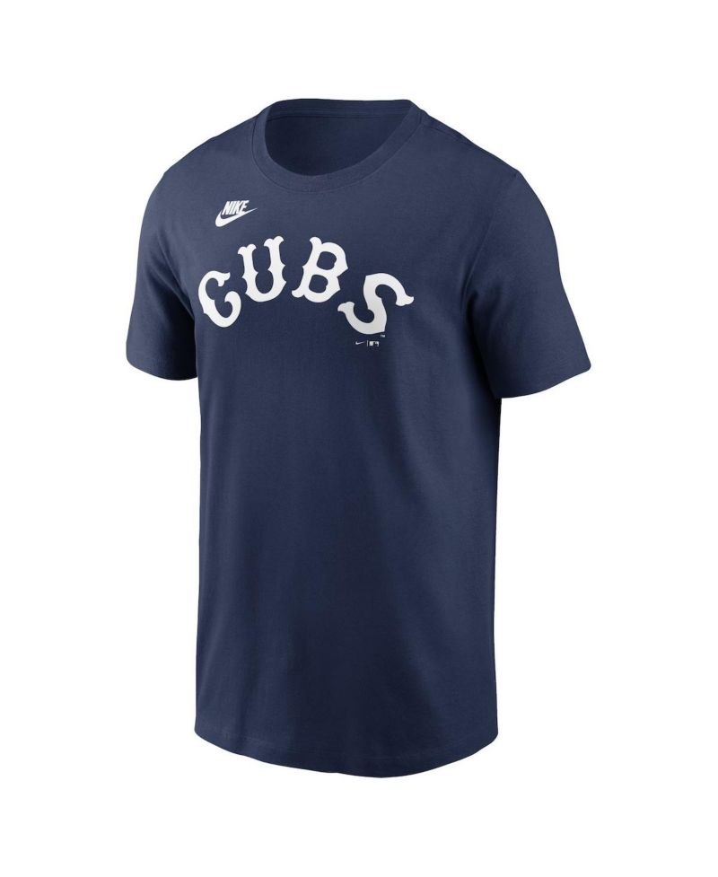 Men's Navy Chicago Cubs Cooperstown Wordmark T-Shirt