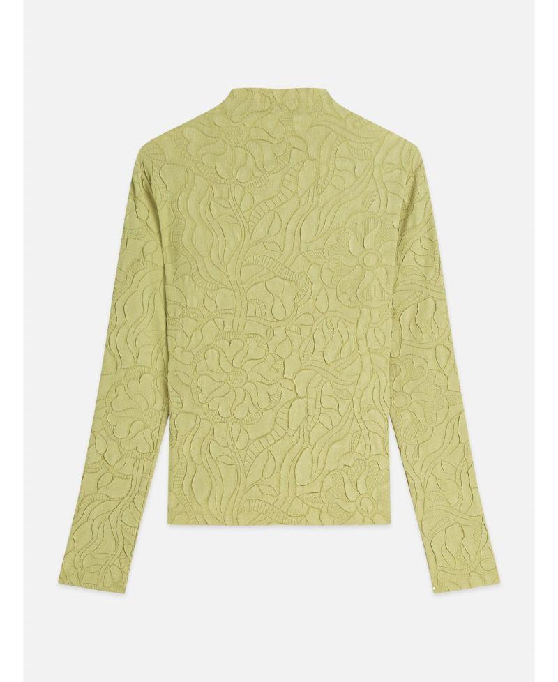 Women's Lightweight Embossed Pleat Mock Neck Cardigan