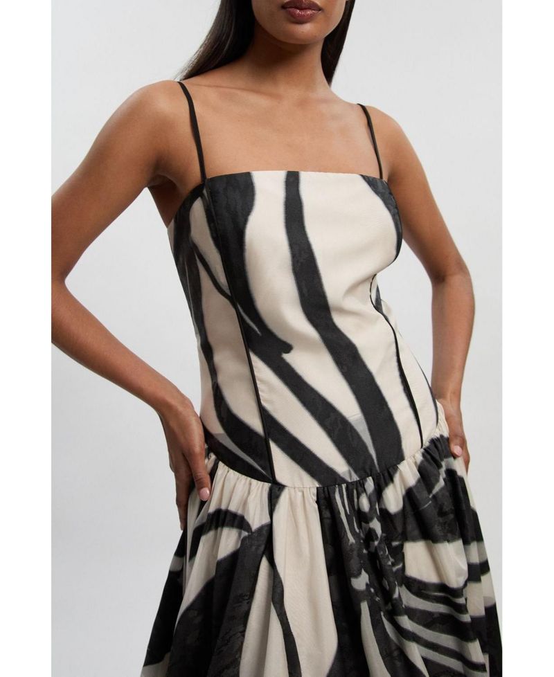 Women's Floral Jacquard Maxi Prom Dress
