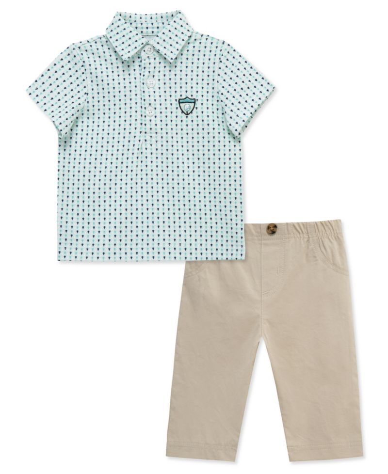 Baby Boy's Polo Neck Shirt & Pants, 2-Piece Set